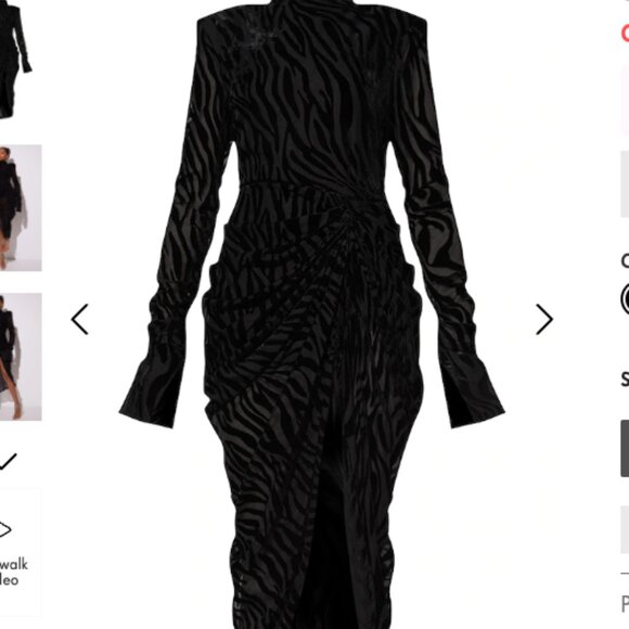 NWT Black Zebra Devore High Neck Draped Midi Dress - Picture 3 of 10